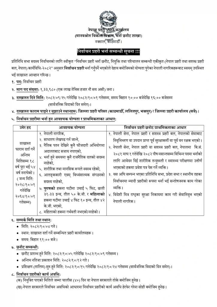 myadi police vacancy notice 2082